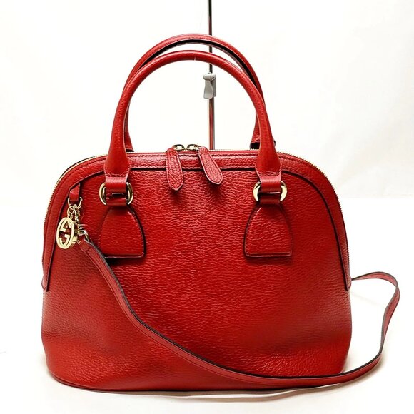 Gucci Hand Bag Red Leather 696-070325